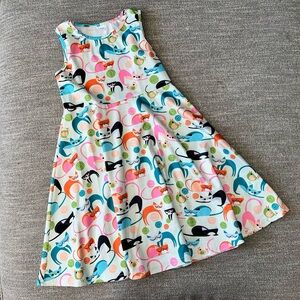 Colorful Cat Print Kids Dress